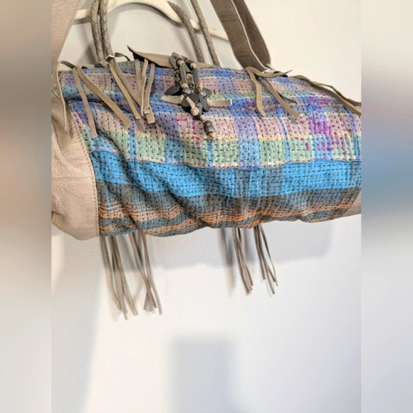 Free People Canyonlands Leather Kantha Bone Bead Large Boho Bag - Picture 11 of 16